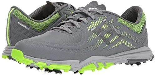 New Balance Men's Minimus Tour Waterproof Spiked Comfort Golf Shoe, Dark Grey/Green, 14 2E 2E US