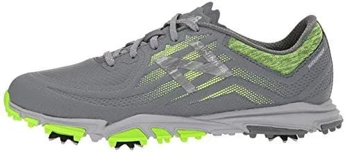 New Balance Men's Minimus Tour Waterproof Spiked Comfort Golf Shoe, Dark Grey/Green, 14 2E 2E US