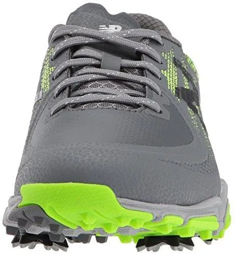 New Balance Men's Minimus Tour Waterproof Spiked Comfort Golf Shoe, Dark Grey/Green, 14 2E 2E US