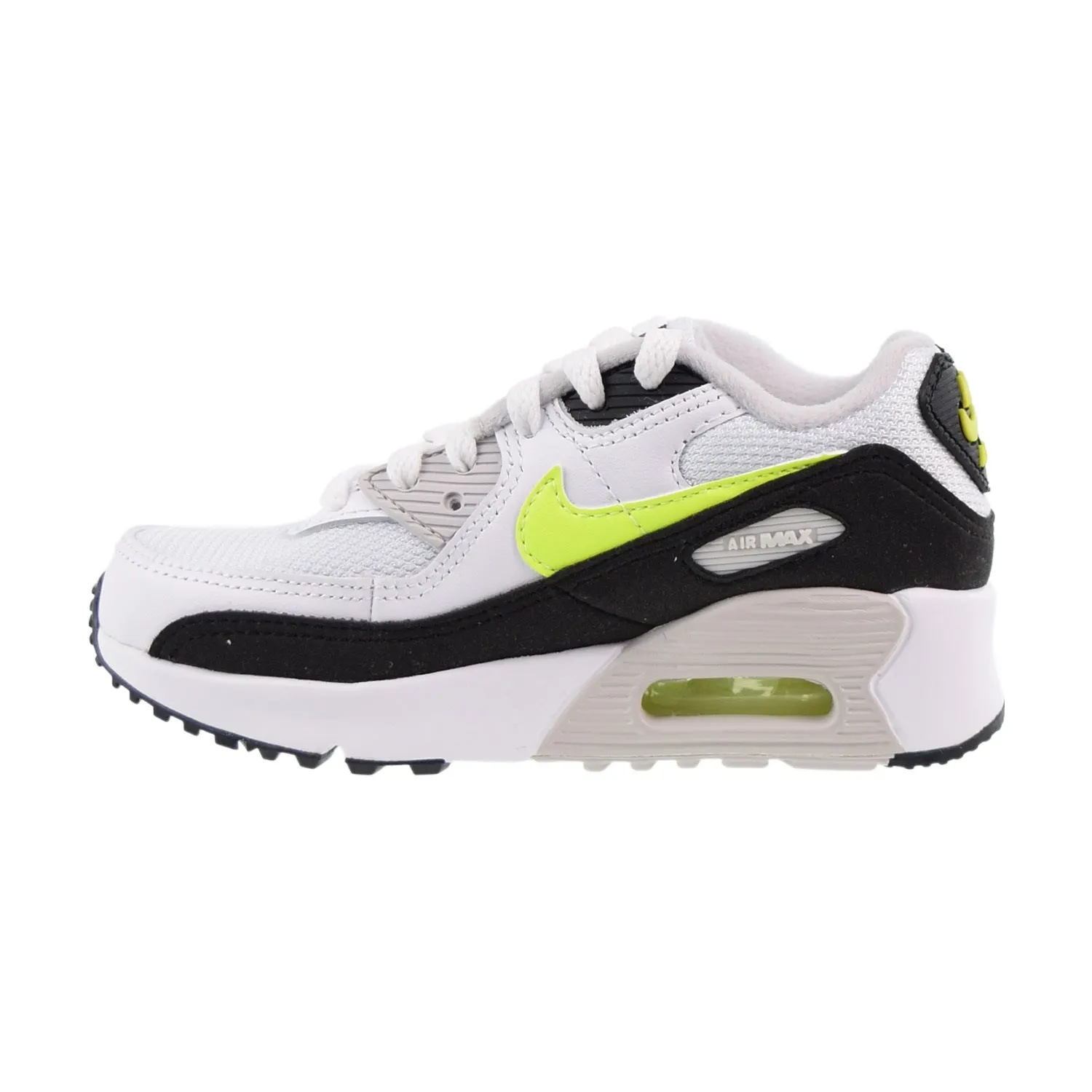 Nike Air Max 90 (PS) Little Kids' Shoes White-Black-Neutral Grey-Hot Lime