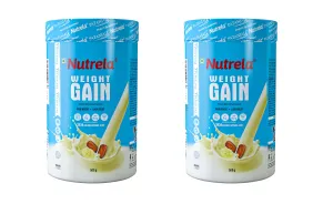 Nutrela Weight Gainer - 500g (Pack of 2) | 20g Protein, 66.8 Carbs & 3834gm Calories | Ideal for Athlete, Men, Women & Kids - Banana Flavour