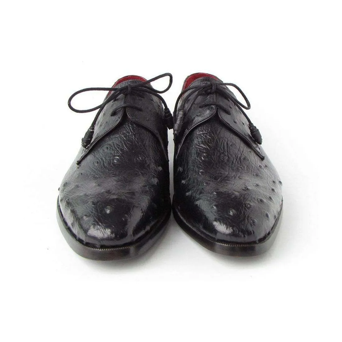 Paul Parkman Handmade Designer Shoes Men's Handmade Designer Shoes Genuine Ostrich Derby Black Oxfords (PM5209)