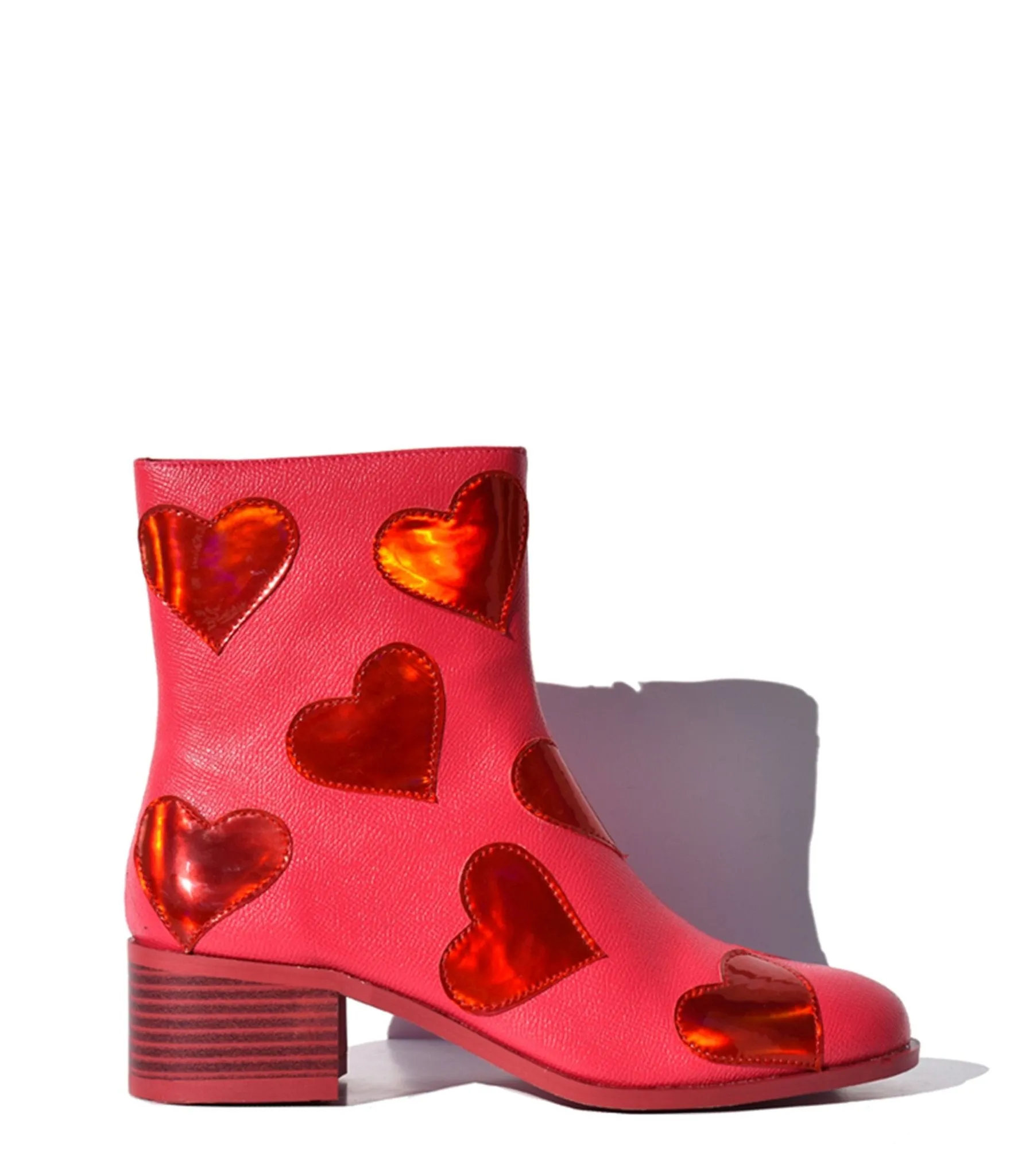 Pink Heart to Heart Ankle Boot