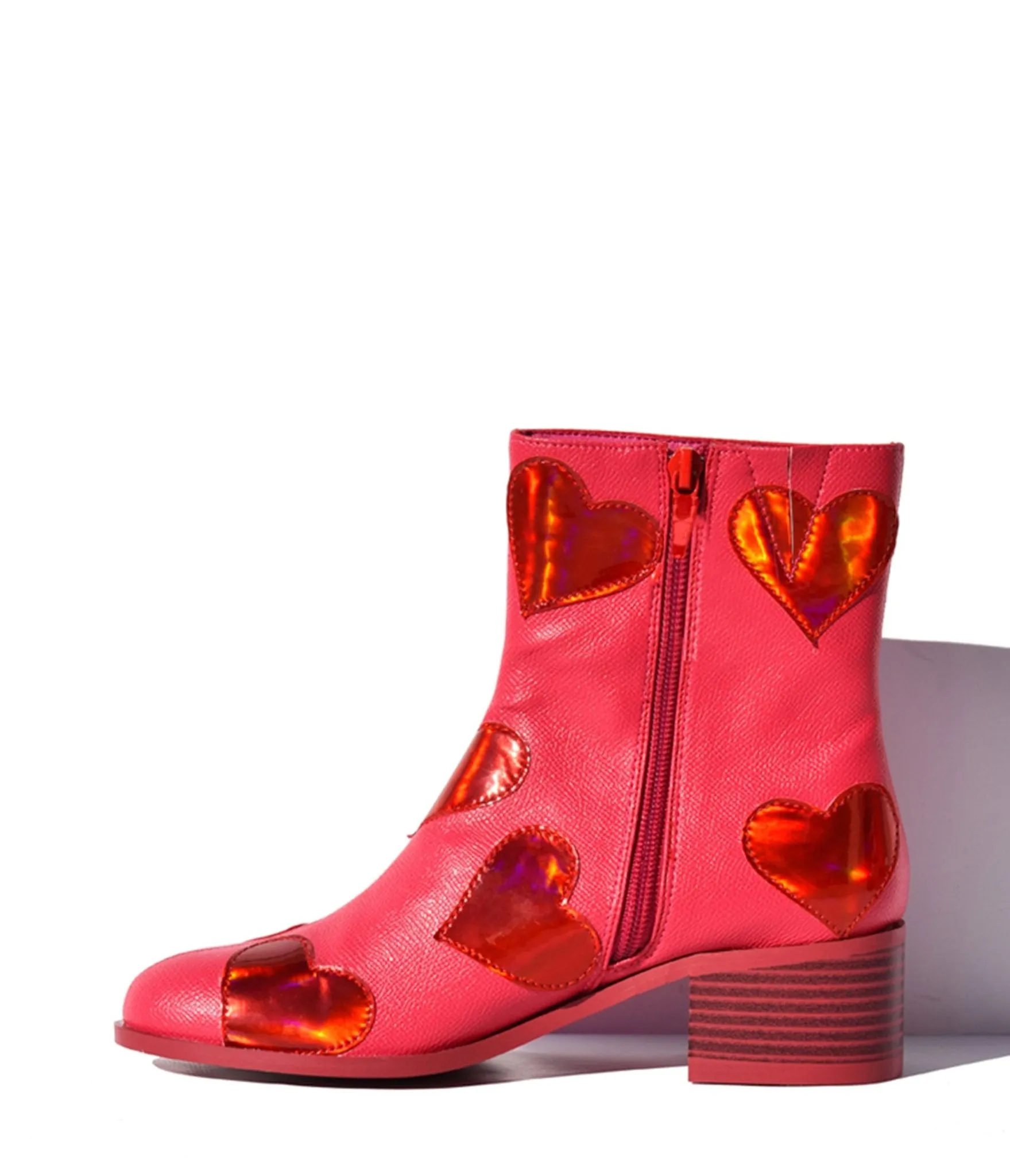 Pink Heart to Heart Ankle Boot