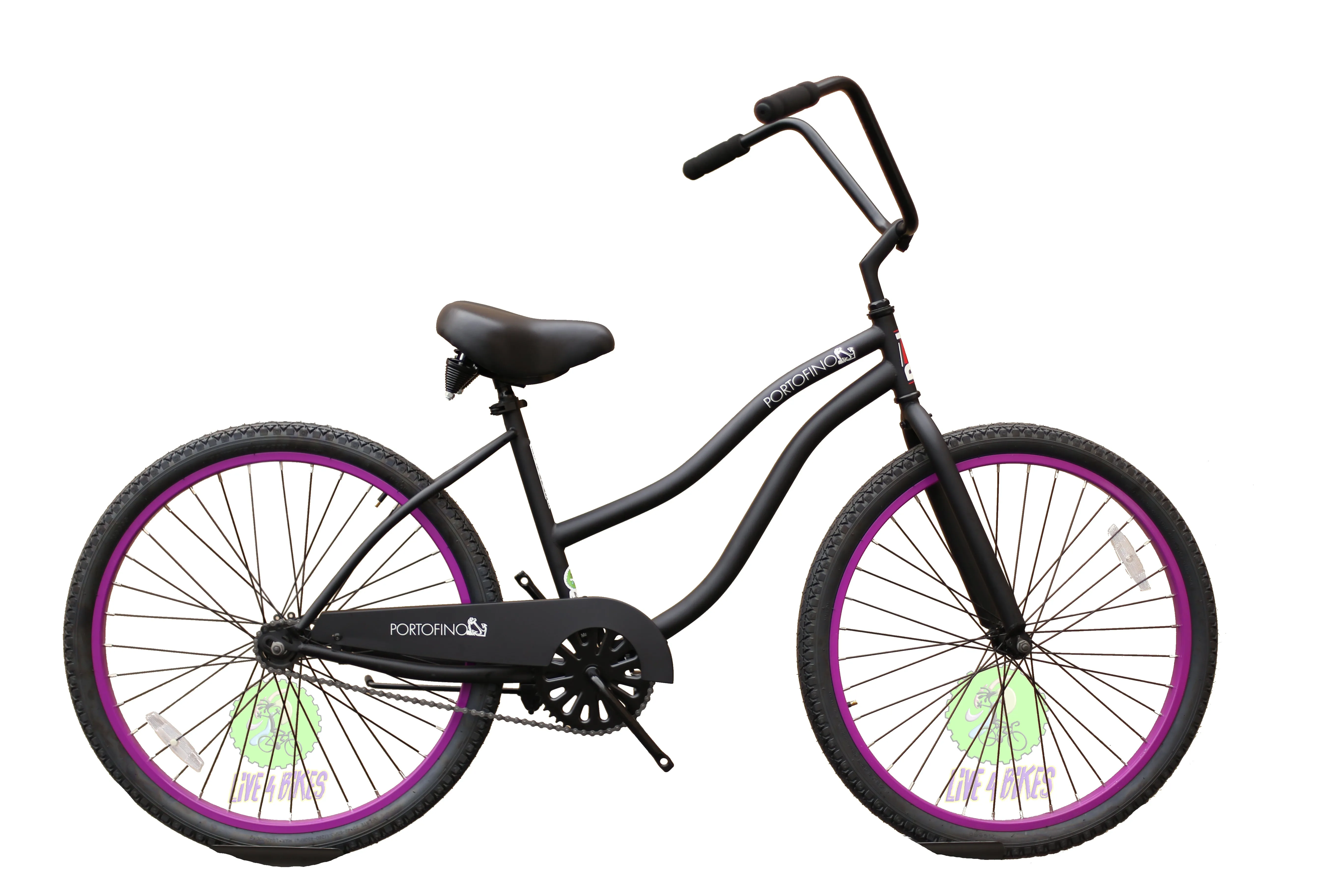 Portofino Womens Beach Cruiser 26 in Black and Purple  - Live4Bikes