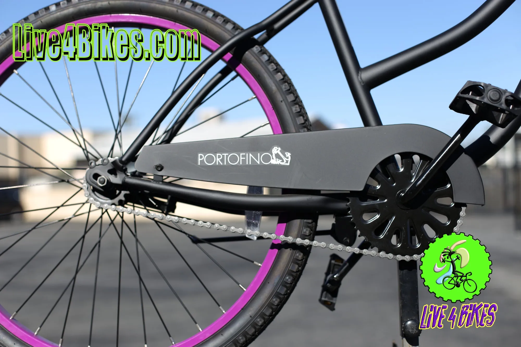 Portofino Womens Beach Cruiser 26 in Black and Purple  - Live4Bikes