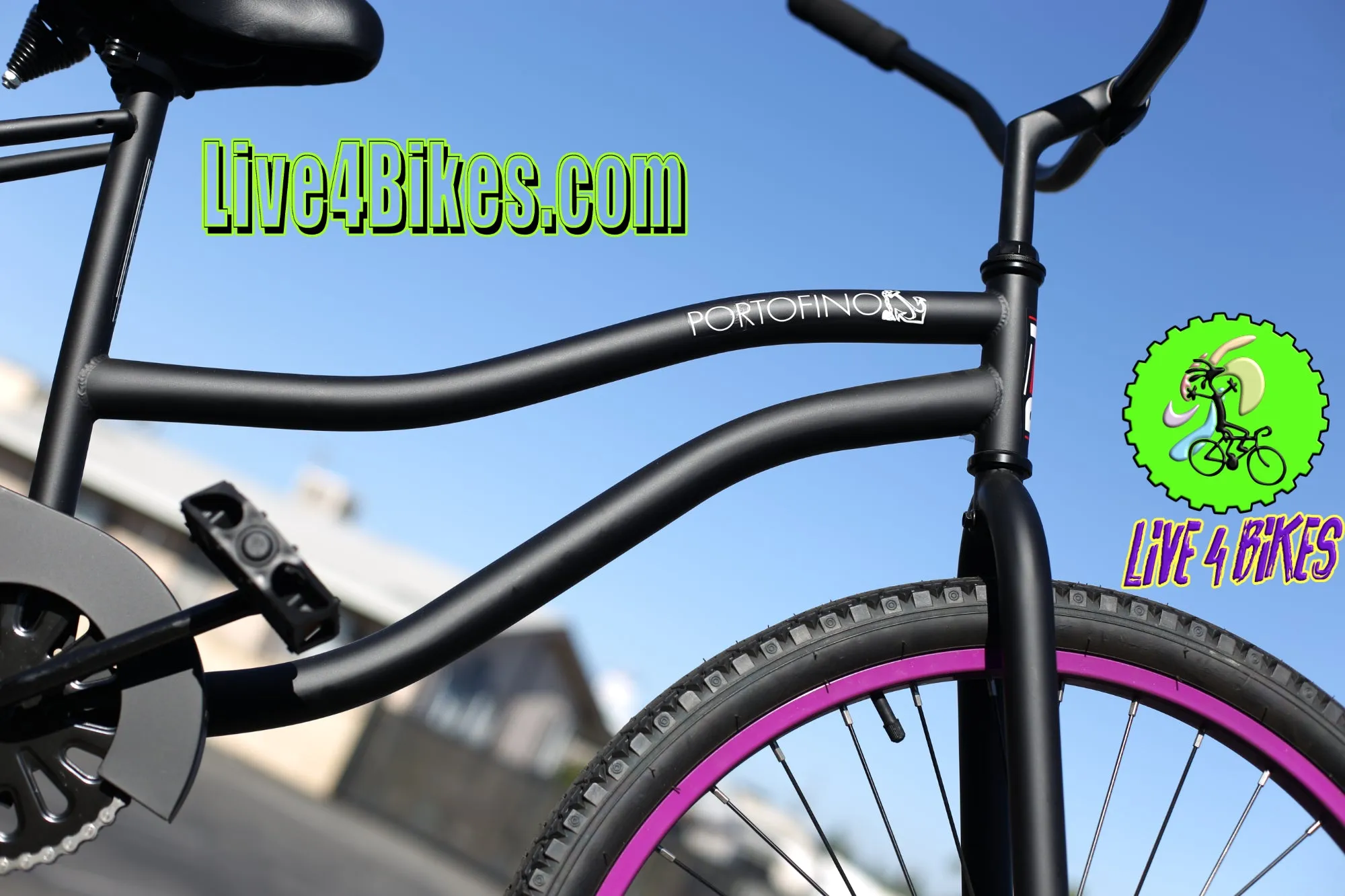 Portofino Womens Beach Cruiser 26 in Black and Purple  - Live4Bikes