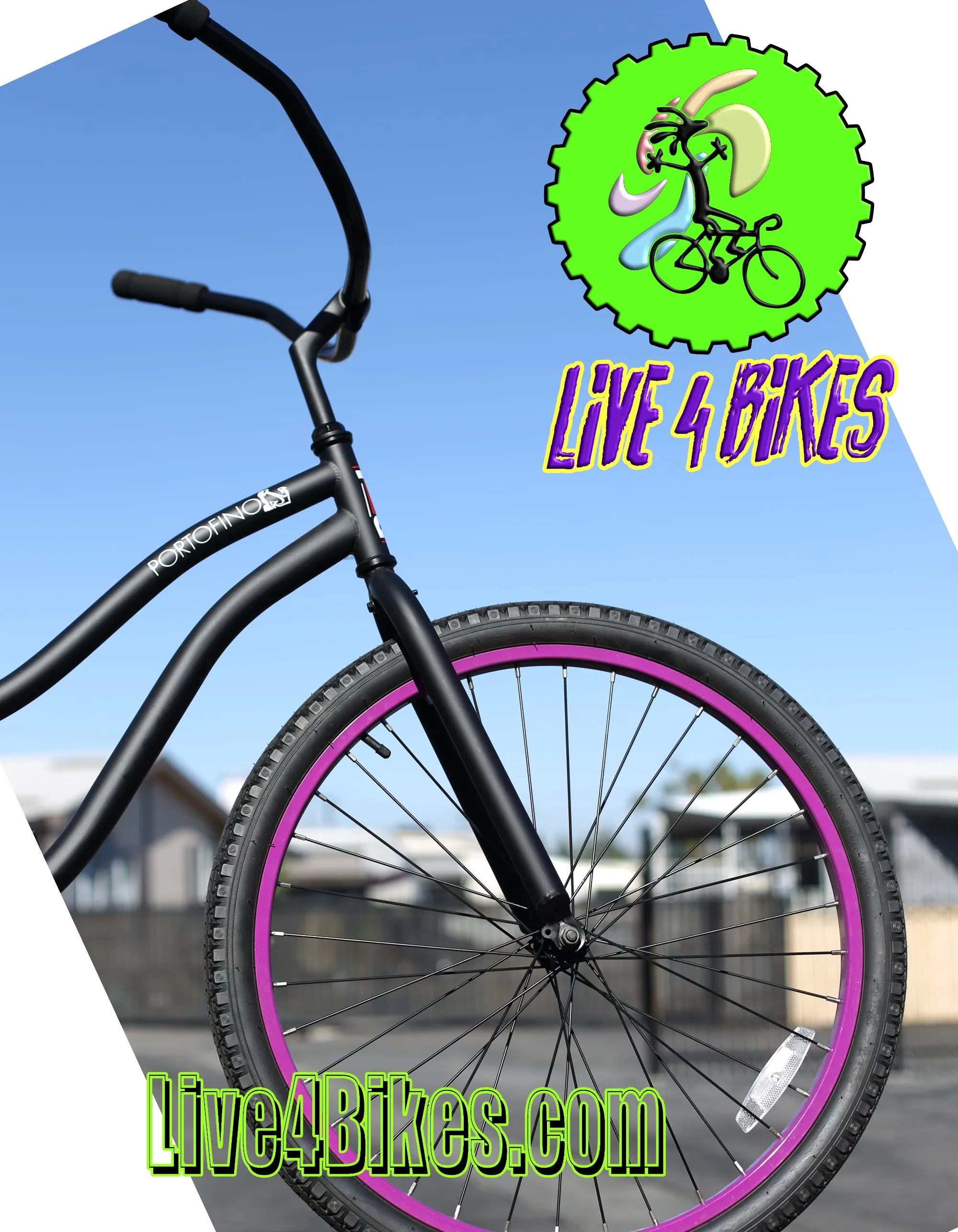 Portofino Womens Beach Cruiser 26 in Black and Purple  - Live4Bikes