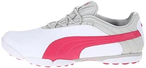 PUMA Women's sunnylite v2 Golf Shoe, White/Rose Red/Gray, 8 M US