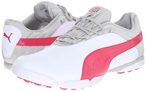 PUMA Women's sunnylite v2 Golf Shoe, White/Rose Red/Gray, 8 M US