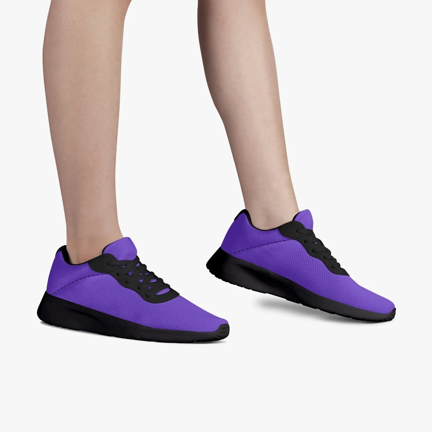 Purple Color Unisex Kicks, Soft Solid Purple Color Best Lifestyle Unisex Casual Designer Mesh Running Shoes With Black Soles