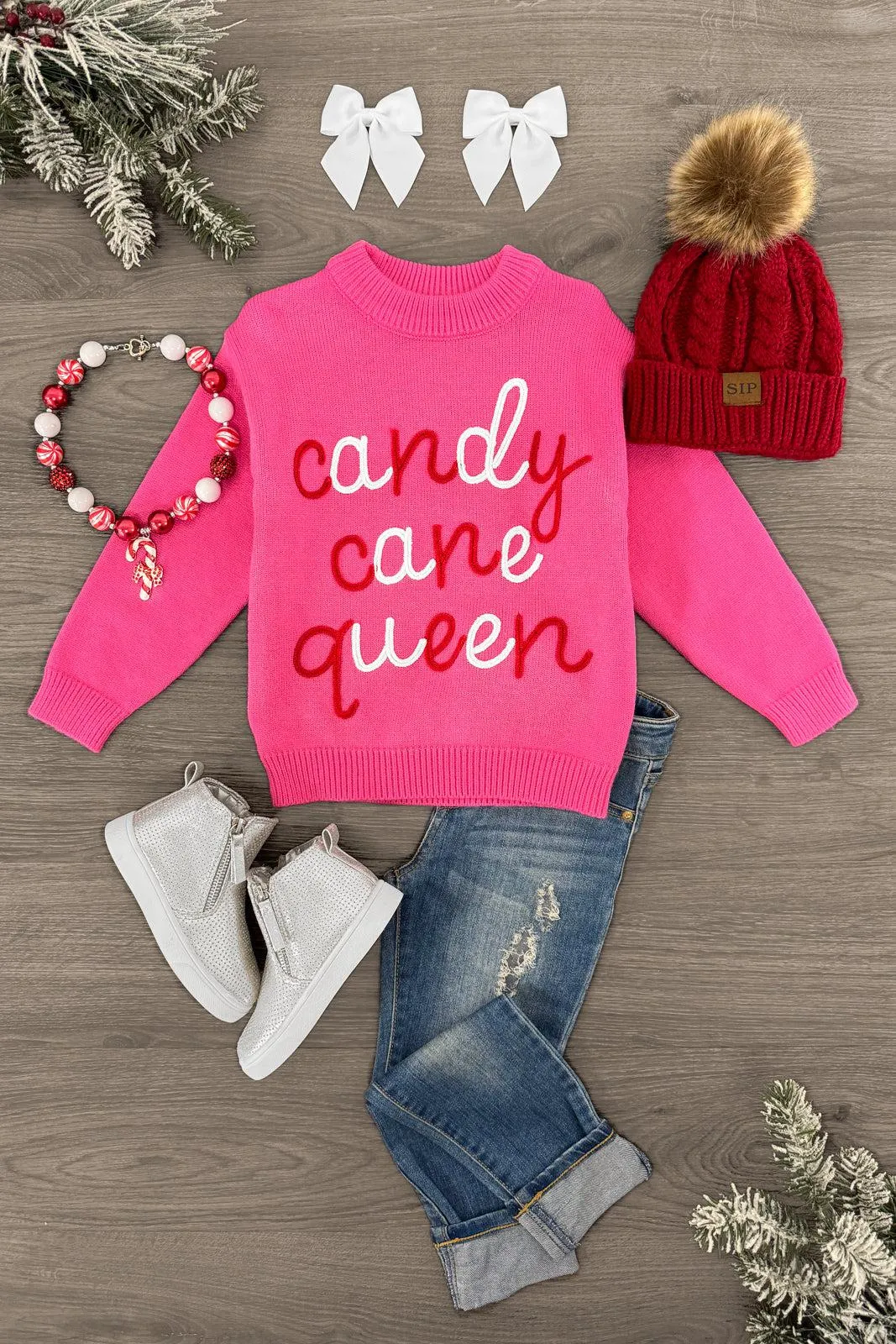 "Candy Cane Queen" Pink Sweater