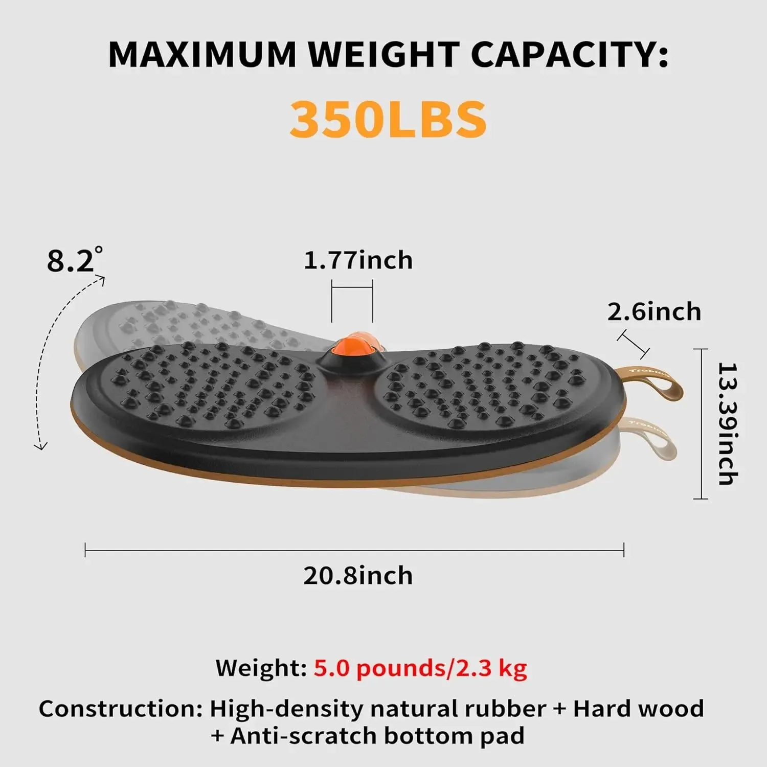 Standing Desk Mat Balance Board with Rollerball, Wooden Wobble Anti Fatigue Mat Balance Board for Standing Desk, Home Of