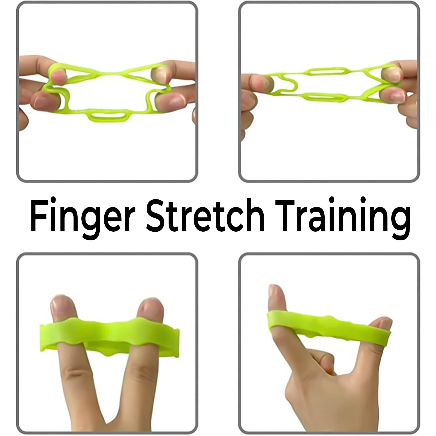 Strauss Silicon Finger Stretcher | Hand Grip Strengthener for Guitar & Piano | Finger Resistance Bands for Carpal Tunnel Relief and Grip Strength | Hand Exerciser & Strengthening Tool, (Green)