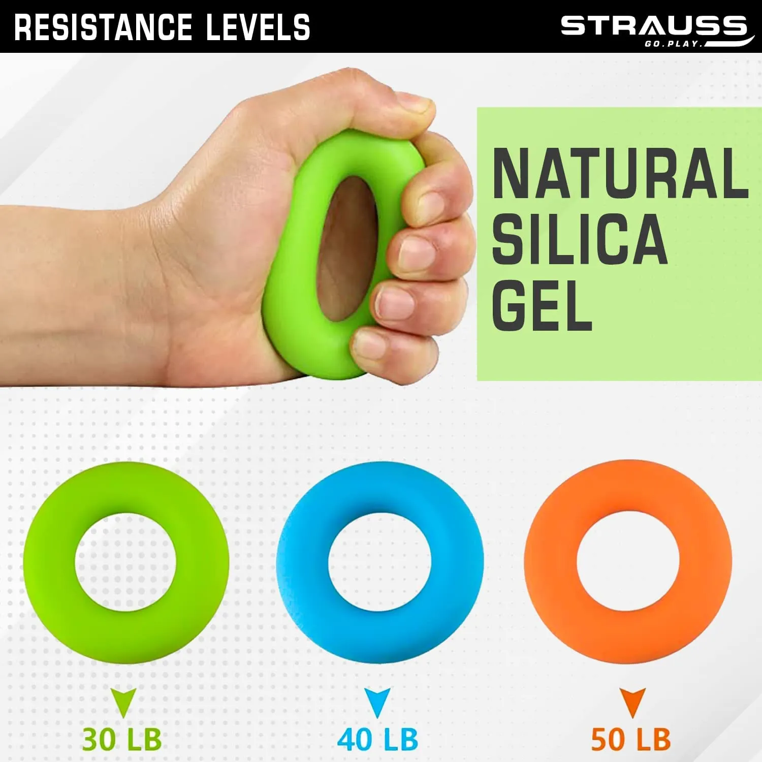 Strauss Silicon Palm Hand Grip Exerciser | Hand Strengthener for Carpal Tunnel Relief and Grip Strength | Silicone Finger Gripper and Finger Stretcher | Ideal For All Skill Levels,(Green)