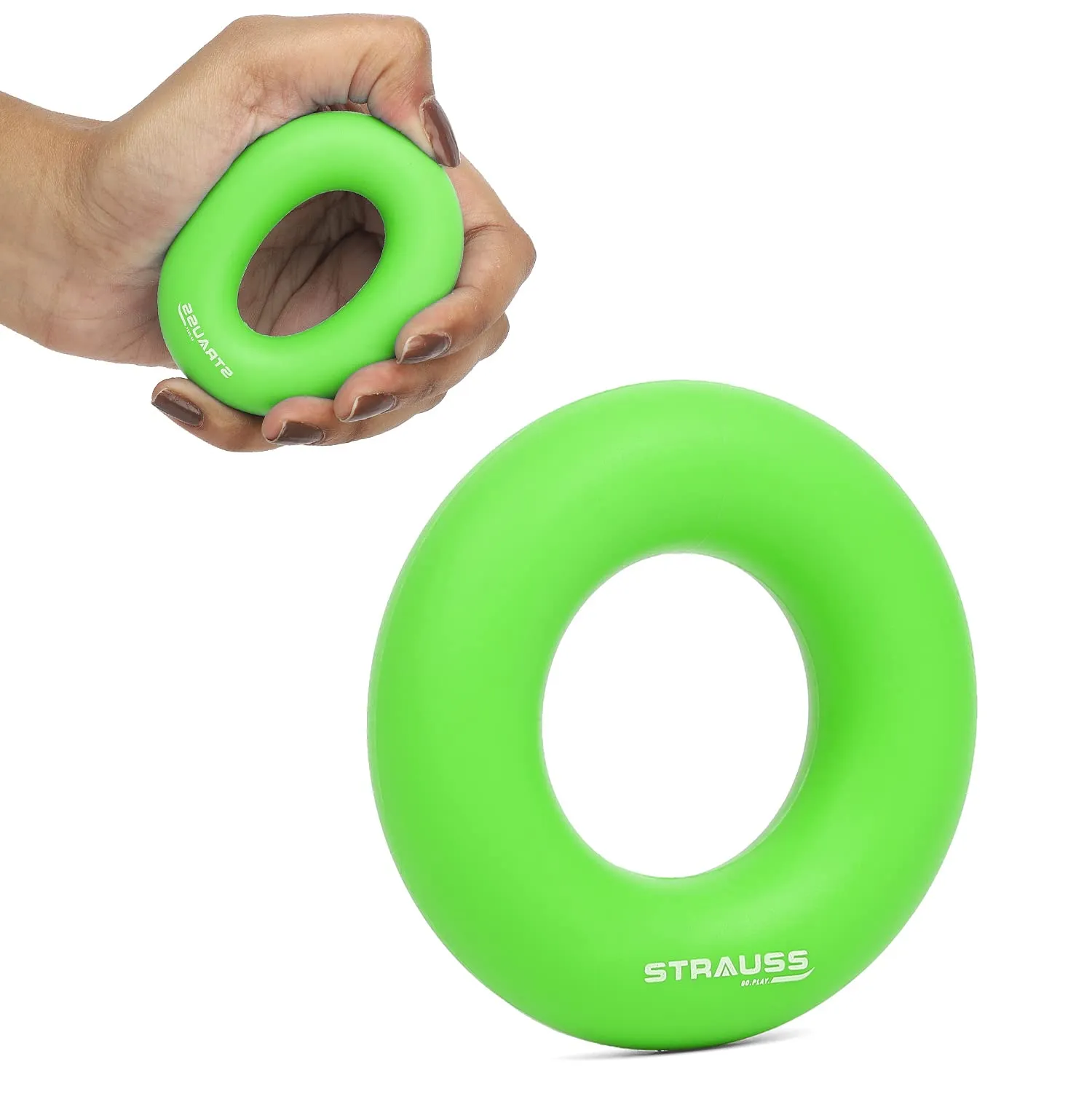 Strauss Silicon Palm Hand Grip Exerciser | Hand Strengthener for Carpal Tunnel Relief and Grip Strength | Silicone Finger Gripper and Finger Stretcher | Ideal For All Skill Levels,(Green)