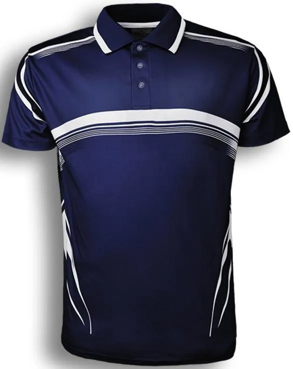 Sublimated Golf Polo - Navy/White