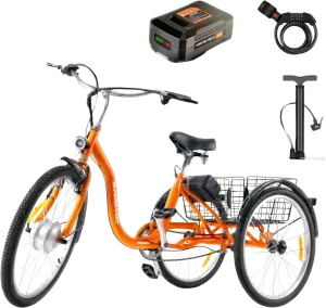 Super Handy GUT162 EcoRide Electric Tricycle Bike 24" Wheel 250W 12.5 Mile Range 9.3 MPH New