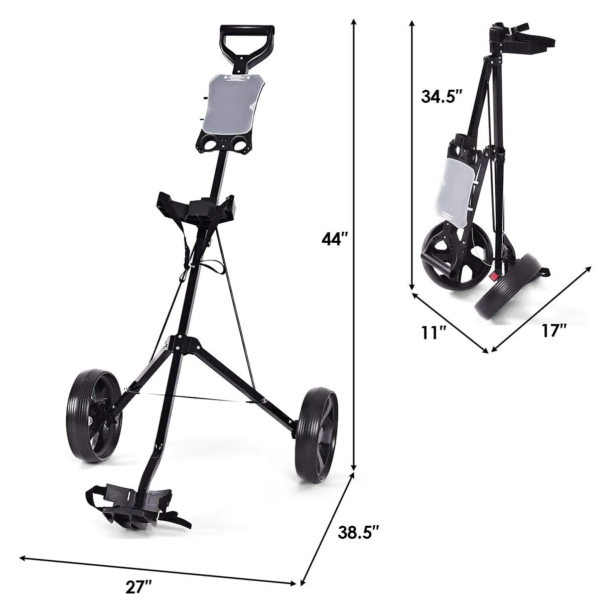 Tangkula Golf Push Pull Cart, Lightweight Foldable 2 Wheels Push Pull Golf Cart Trolley, Walking Push Golf Cart