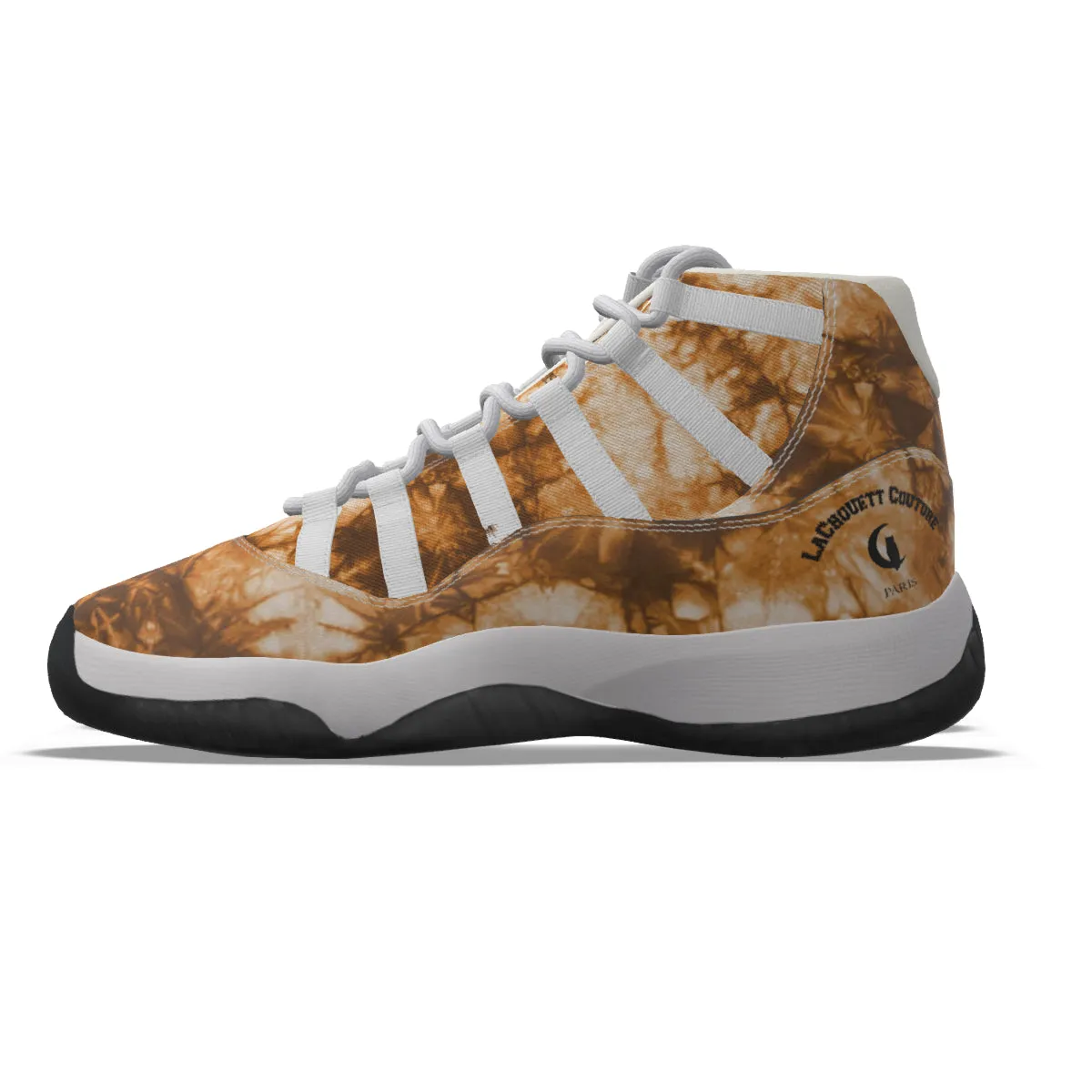 TIE DYE BROWN Men's High Top Basketball Shoes