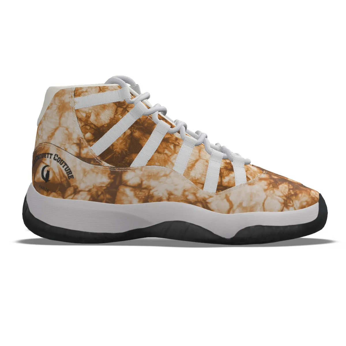 TIE DYE BROWN Men's High Top Basketball Shoes