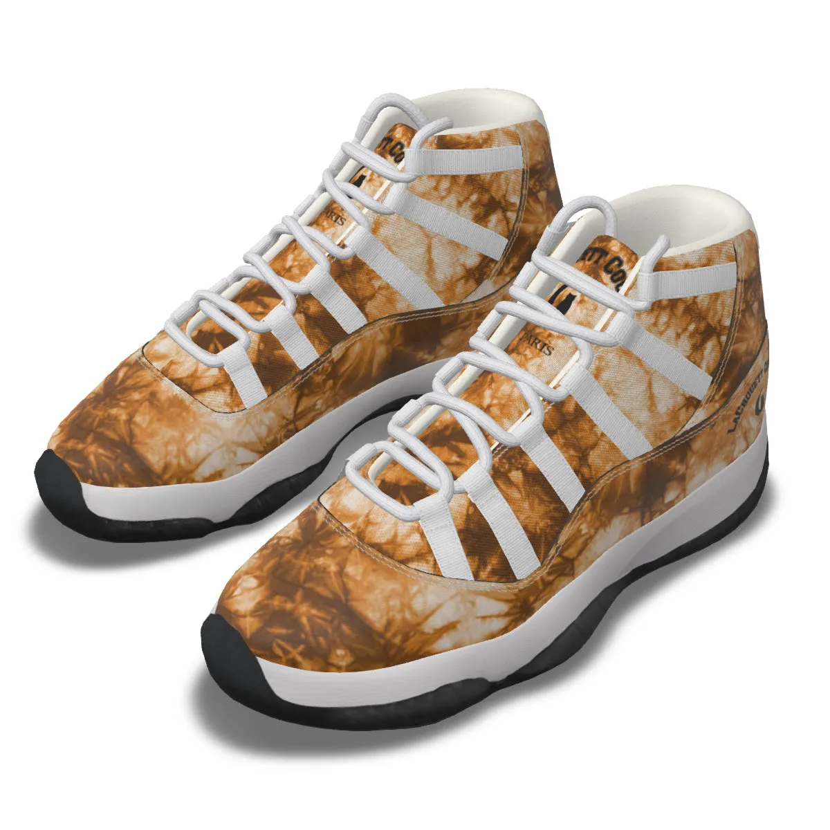 TIE DYE BROWN Men's High Top Basketball Shoes