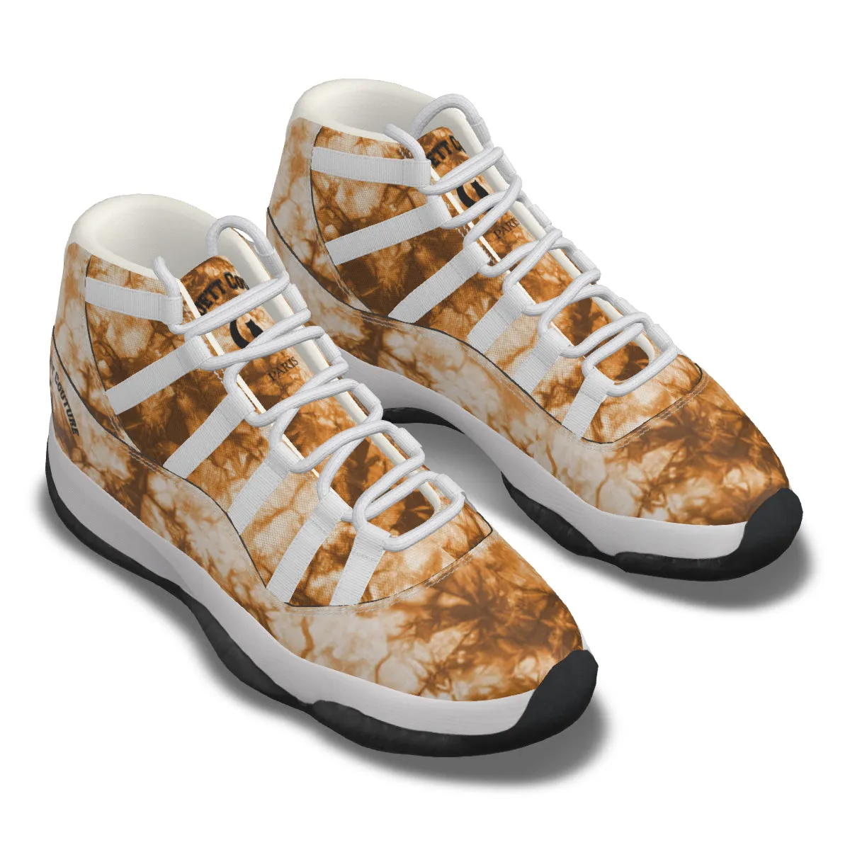 TIE DYE BROWN Men's High Top Basketball Shoes