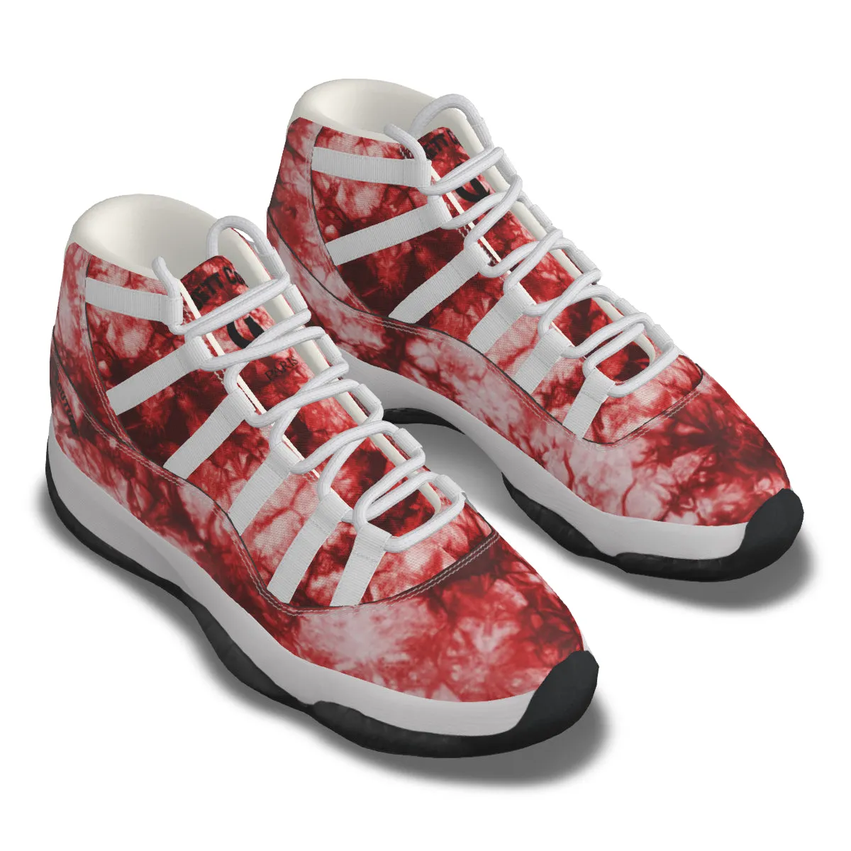 TIE DYE RED Men's High Top Basketball Shoes