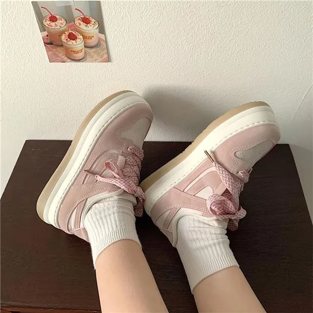 Toleet Women Pink Platform Shoes Harajuku Sneaker Girl Sports Flats Tennis Female Basket Spring Summer 2023 Kawaii Vulcanize