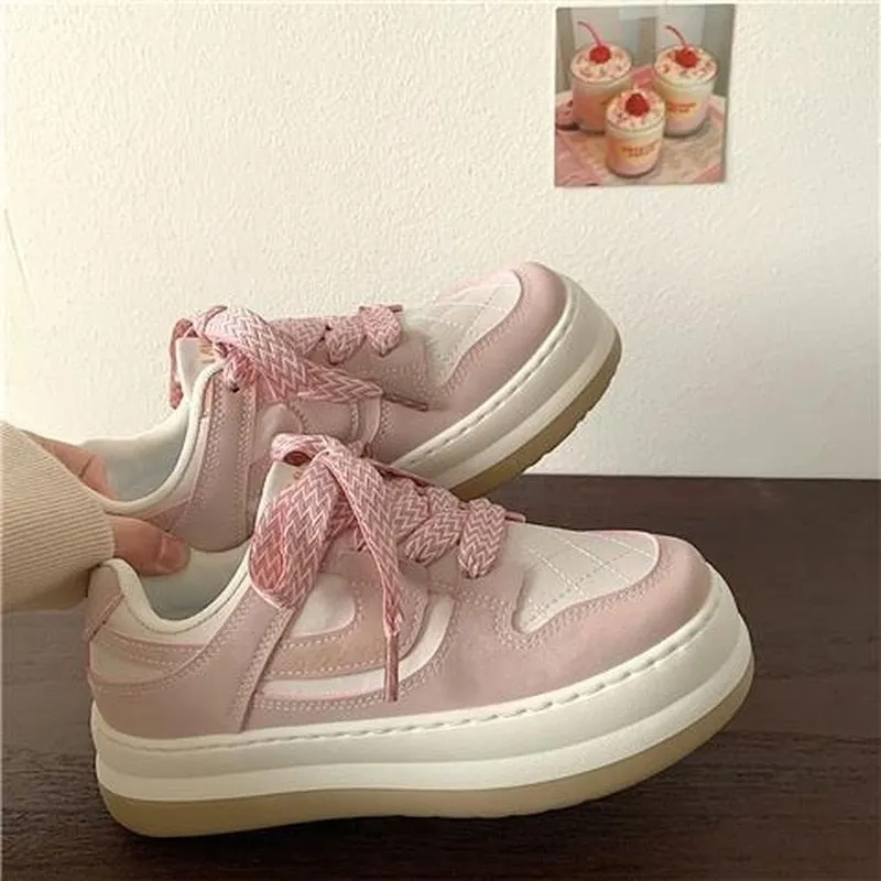 Toleet Women Pink Platform Shoes Harajuku Sneaker Girl Sports Flats Tennis Female Basket Spring Summer 2023 Kawaii Vulcanize