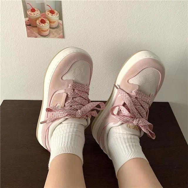 Toleet Women Pink Platform Shoes Harajuku Sneaker Girl Sports Flats Tennis Female Basket Spring Summer 2023 Kawaii Vulcanize