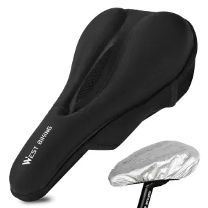 WEST BIKING Bike Cushion Cover Thick Silicone Quick Release Seat Cushion(Black)