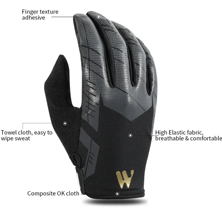 WEST BIKING YP0211207 Riding Full Finger Gloves Road Bike Mountain Bike Locomotive Shock Absorber Gloves, Size: L(Black)