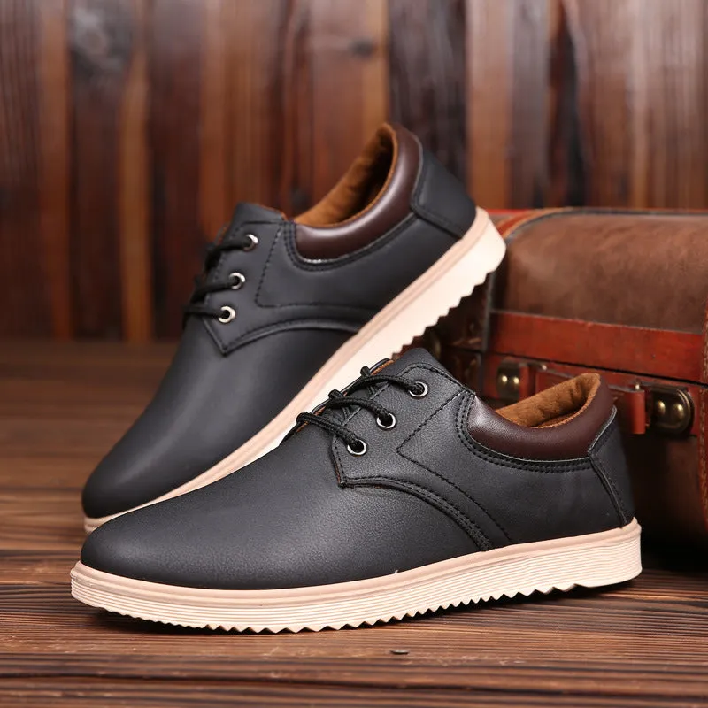 Work waterproof and non-slip big head leather shoes men's tooling shoes casual shoes Korean men's shoes spring tide shoes a generation.