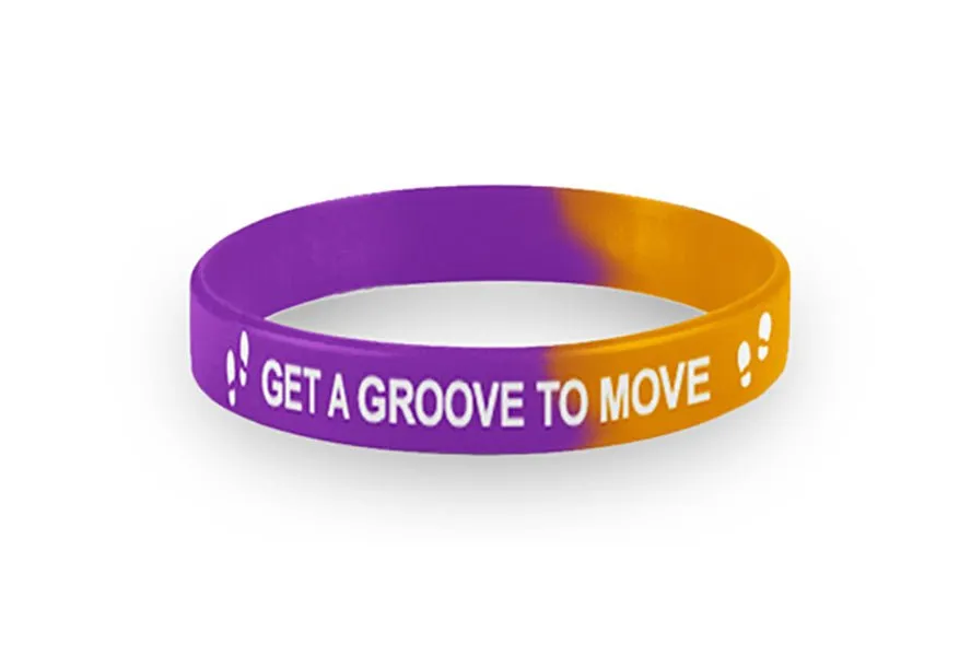 Youth Purple and Orange Get a Groove Wristbands Packs of 20