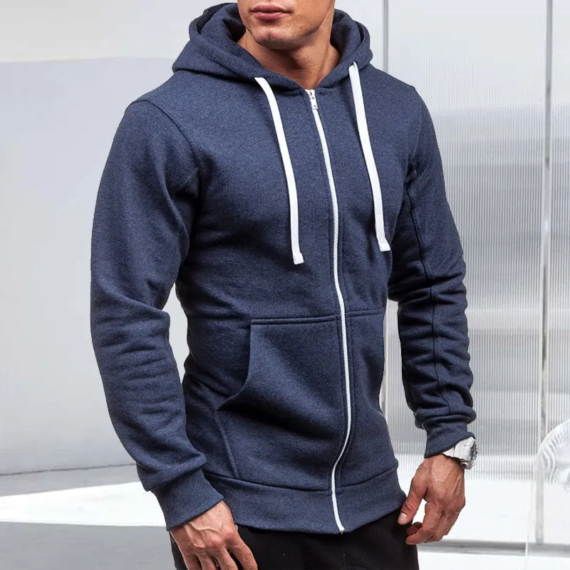 Zip Solid Hoodie